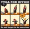 Comic with a businessman who does Yoga exercises
