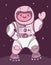 Comic cartoon astronaut boy in space suit landed on planet illustration