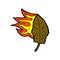 comic cartoon burning dry leaf symbol