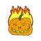 comic cartoon burning pumpkin