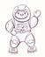 Comic cartoon cosmonaut in astranaut suit, vector illustration for colouring