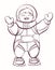 Comic cartoon cosmonaut, vector illustration for colouring