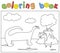 Comic cartoon dinosaurs and erupting volcano. Coloring book for kids