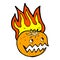 comic cartoon flaming pumpkin
