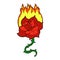 comic cartoon flaming rose tattoo