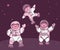 Comic cartoon kids astronauts landed on planet vector illustration