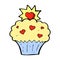 comic cartoon love heart cupcake