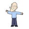 comic cartoon old man spreading arms wide