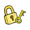 comic cartoon padlock and key