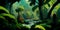 Comic Cartoon painting for imaginary green forest jungle