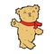 comic cartoon waving teddy bear