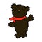 comic cartoon waving teddy black bear