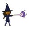 comic cartoon witch girl casting spell