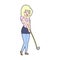 comic cartoon woman playing golf