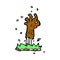 comic cartoon zombie hand rising from ground