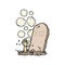 comic cartoon zombie rising from grave