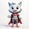 Comic Cat: A Dynamic 3d Character Design With A Red Cape