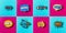 comic colored sound icons set web blue pink background 2. High quality beautiful photo concept