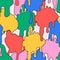 Comic dripping blots background in pop art, graffiti style. Funky paint drips, staines, drops seamless pattern