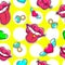 Comic Female Fashion Patches Seamless Pattern