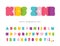 Comic font for kids. Funny colorful ABC letters and numbers. Bold transparent alphabet. Vector