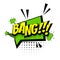 Comic green sound effects pop art word bang