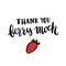 The comic inscription `Thank you berry much` and strawberry,