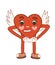 Comic-inspired happy heart character, designed in a chic retro 60s-70s cartoon style. Ideal as love stickers for posters