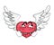 Comic internet meme illustration of Heart with wings