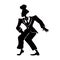 Comic man in retro suit black silhouette vector illustration