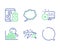 Comic message, Social media and Search icons set. Reject access, Search flight and Speech bubble signs. Vector