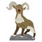 Comic mountain goat without a beard, on a hill, on a white background