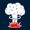 Comic nuclear explosion mushroom. Atomic cloud vector illustration.