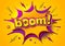 Comic poster: speech bubbles, burst, boom text and sound effect. Colorful funny banner in comics book and pop art style