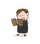 Comic Priest Reading Bible Vector Illustration