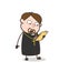 Comic Priest Reading Letter Vector Concept