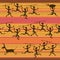 Comic seamless pattern of hunting aborigines
