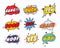 Comic sound speech effect bubbles set on white background