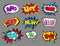 Comic speech bubbles with text set, bang, nice, sale, next, now, hello, cool, love, hi, sound effect cloud vector