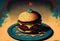 Comic style painting of hamburger