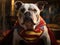 Comic superhero bulldog posing heroically