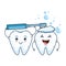 Comic teeth couple with toothbrush kawaii