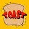 Comic Toast slice vector illustration on a yellow halftone background