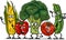 Comic vegetables group cartoon illustration