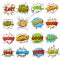 Comic words. cartoon boom crash speech bubble funny elements and kids sketch stickers vector icons set