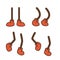 Comical cartoon legs in action collection. Funny feet in shoes. Mascot character body parts set. Vector illustration