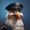 Comical Eagle In Police Uniform: Vray Tracing And Hyper-realistic Portraiture