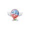 A comical face USA stripes balloon mascot design with Wink eye