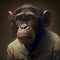 A Comical yet Sophisticated Character Portrait of a Monkey Dressed as a Strict School Teacher, Complete with Spectacles and a