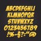 Comics metal gold letters style alphabet collection set.